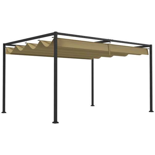 Outsunny 3x2m Metal Pergola Gazebo Patio Sun Shelter Retractable Canopy Khaki by Outsunny
