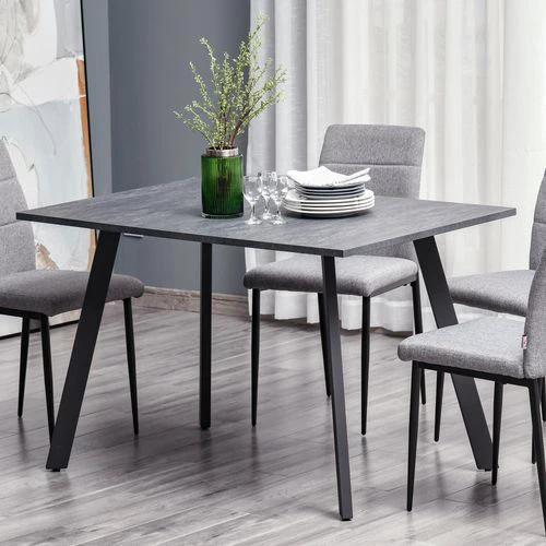 Unbranded Modern Rectangular Dining Table with Metal Legs Indoor, Dark Grey - Dining Table