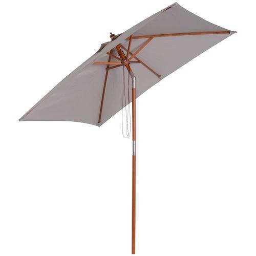Outsunny Wooden Patio Umbrella Market Parasol Outdoor Sunshade Grey Outsunny - Parasol