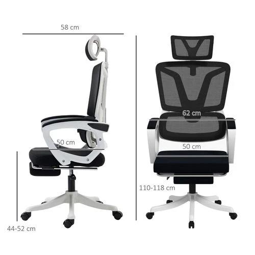 Vinsetto Vinsetto Mesh Office Chair for Home with Lumbar Support, Arm, Footrest, Headrest - Office Chair