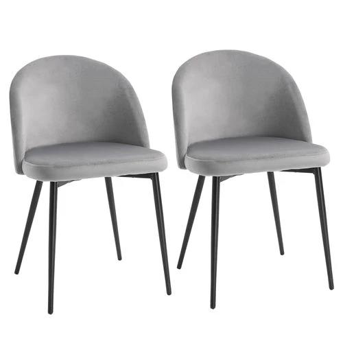 Unbranded 2 Pieces Modern Upholstered Fabric Bucket Seat Dining Chairs Living Room Grey - Fabric Dining Chairs