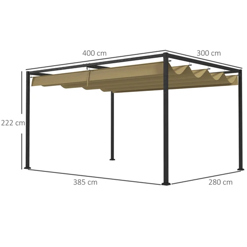 Outsunny 4x3 Meter Metal Pergola Gazebo with Retractable Canopy and UV Protection for Outdoor Gatherings by Outsunny