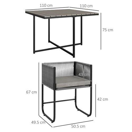 Outsunny Rattan Dining Set, Rattan Cube Dining Sets w/ Space-saving Design by Outsunny