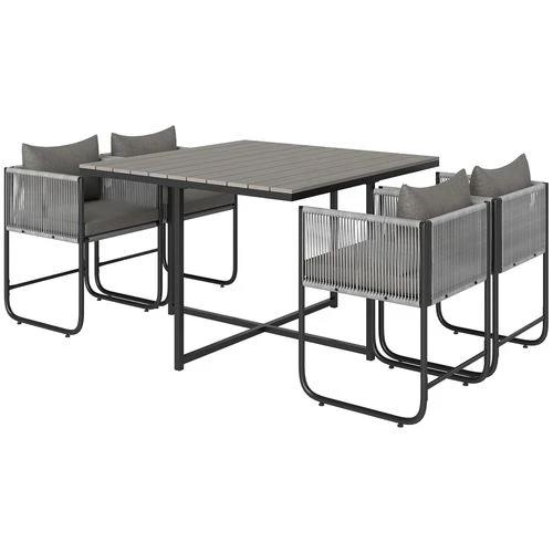 Outsunny Rattan Dining Set, Rattan Cube Dining Sets w/ Space-saving Design by Outsunny