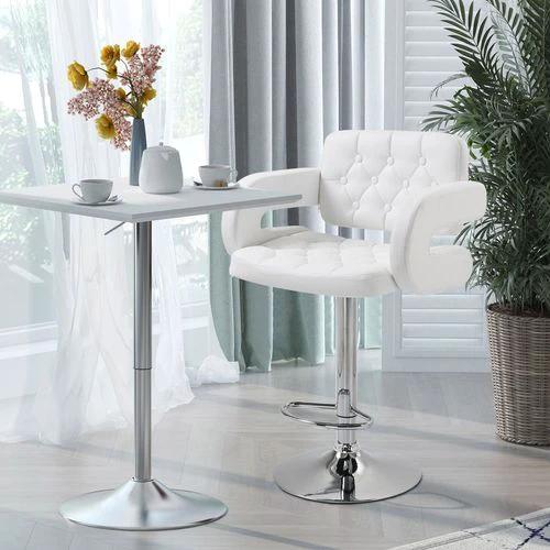 HOMCOM Adjustable Height Barstool Steel Pole PU Leather Bistro Home Kitchen by HOMCOM