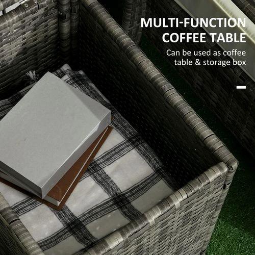 3 PCs PE Rattan Garden Sofa Set w/ 2 Chairs & Storage Table Orange by Outsunny