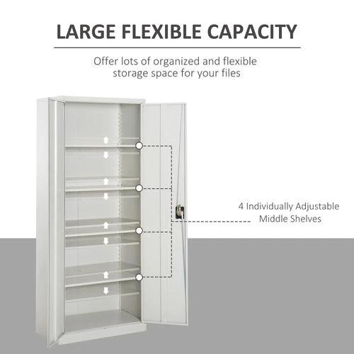 Filing Cabinet Storage Office 2 Doors Adjustable Shelf Metal Vinsetto by Unbranded