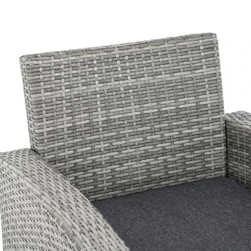 6Pcs Rattan Dining Set Sofa Table Footstool Outdoor w/ Cushion Garden Furniture by Outsunny