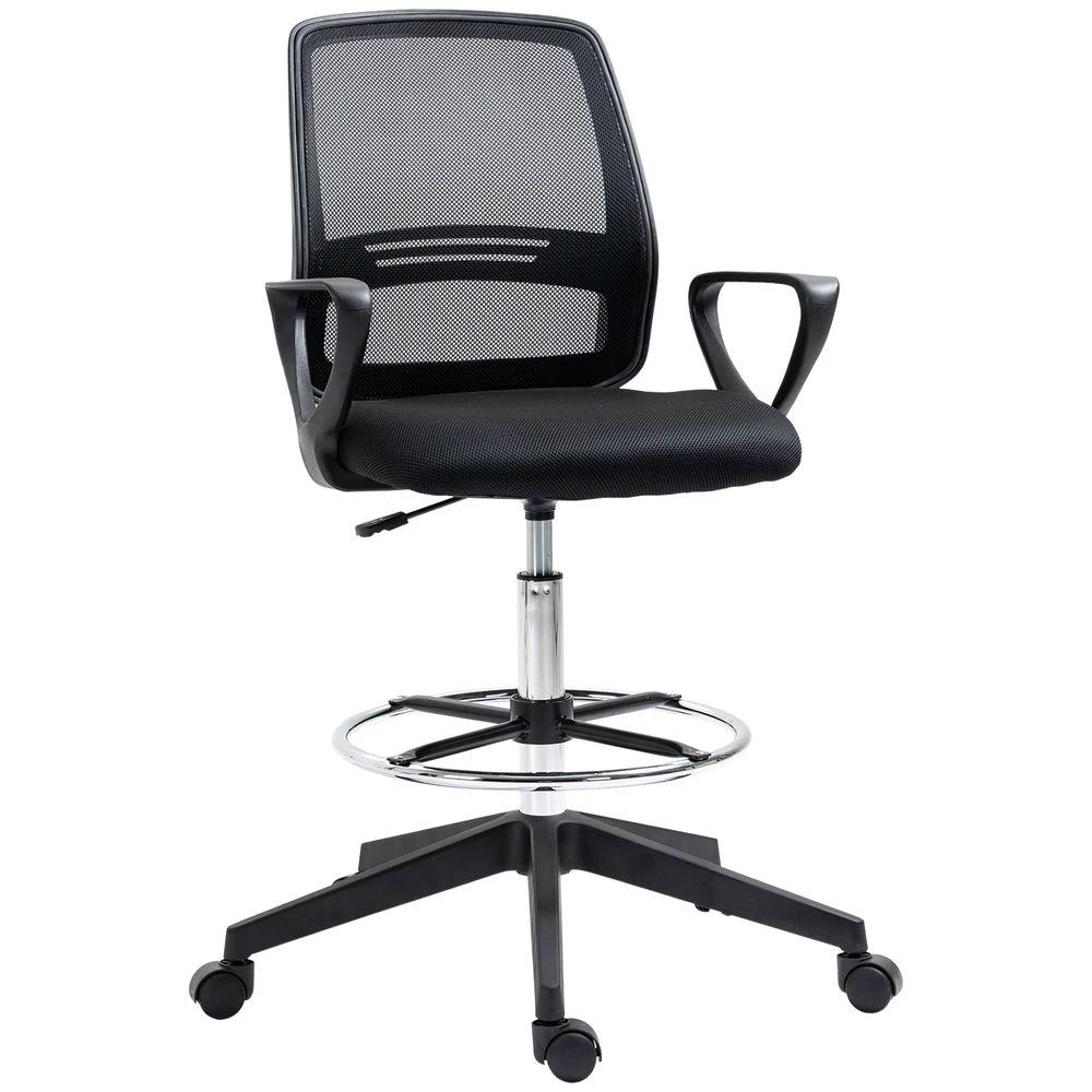 Drafting Chair Tall Office Chair with Adjustable Height and Footrest by Vinsetto