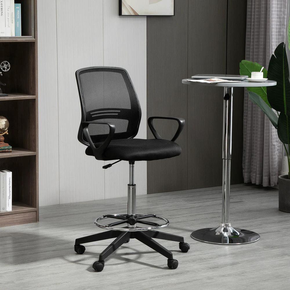 Drafting Chair Tall Office Chair with Adjustable Height and Footrest by Vinsetto