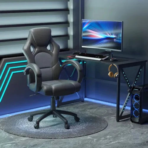 Vinsetto Executive Racing Swivel Gaming Office Chair PU Leather Computer Desk Chair Grey - Office Chair