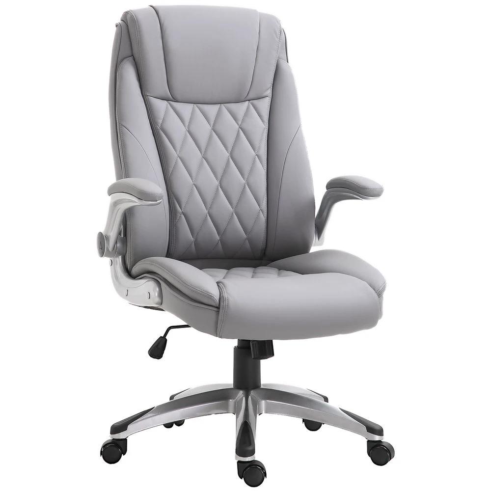 Vinsetto High Back Executive Office Chair Home Swivel PU Leather Chair, Grey - Office Chair