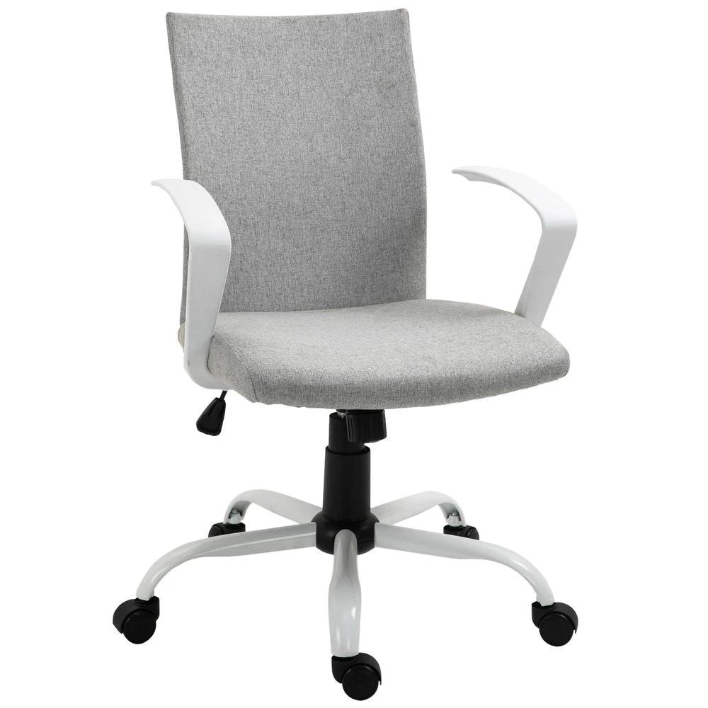 Vinsetto Office Chair Linen Swivel Computer Desk Chair Home Study Task Chair, Light Grey - Office Chair