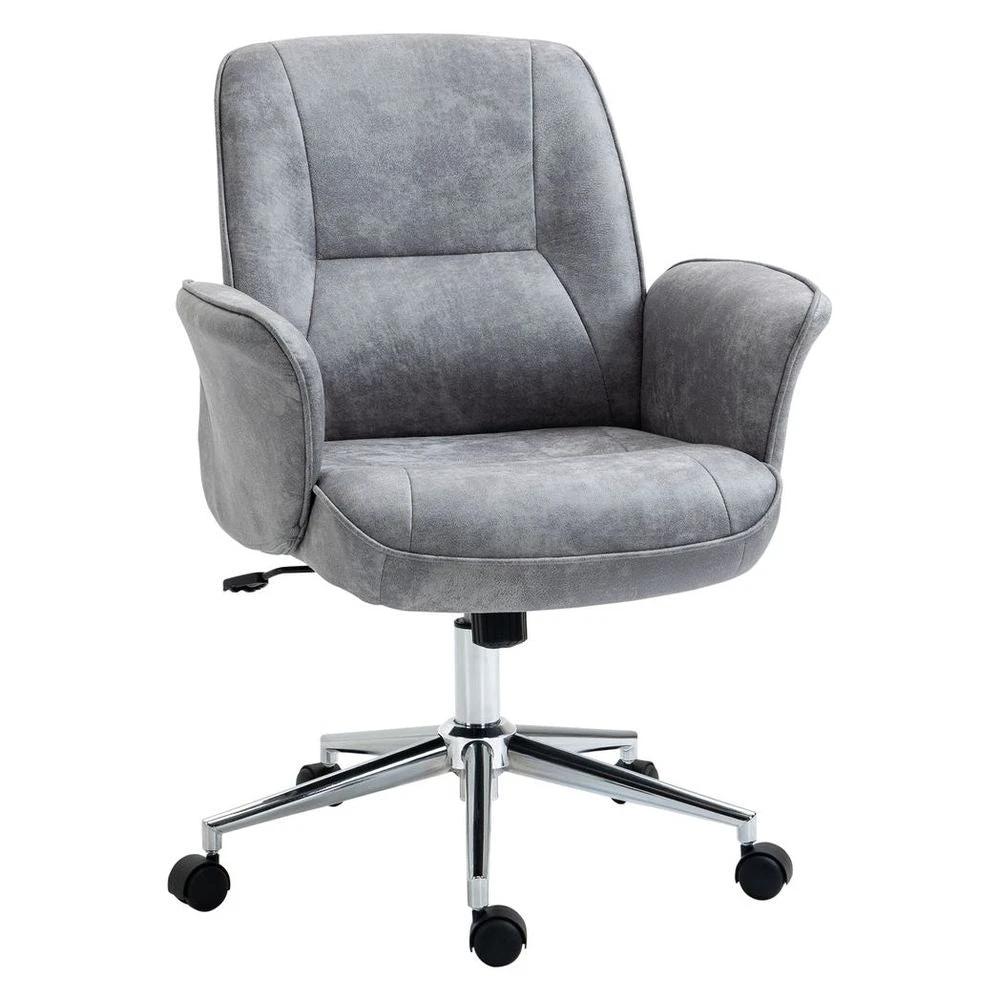 Vinsetto Swivel Computer Office Chair Mid Back Desk Chair for Home, Light Grey - Office Chair