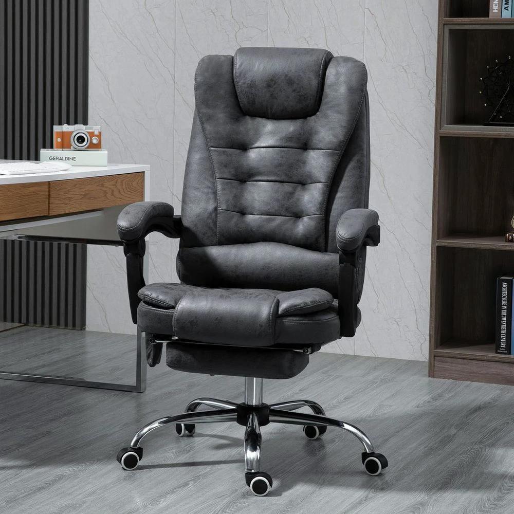 Vintage High Back Heated Massage Office Chair w/ 6 Vibration Points, Dark Grey by Vinsetto