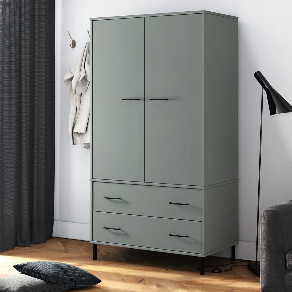 grey metal wardrobes two door in modern bedroom