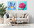 2 person living room sofa and modern wall art