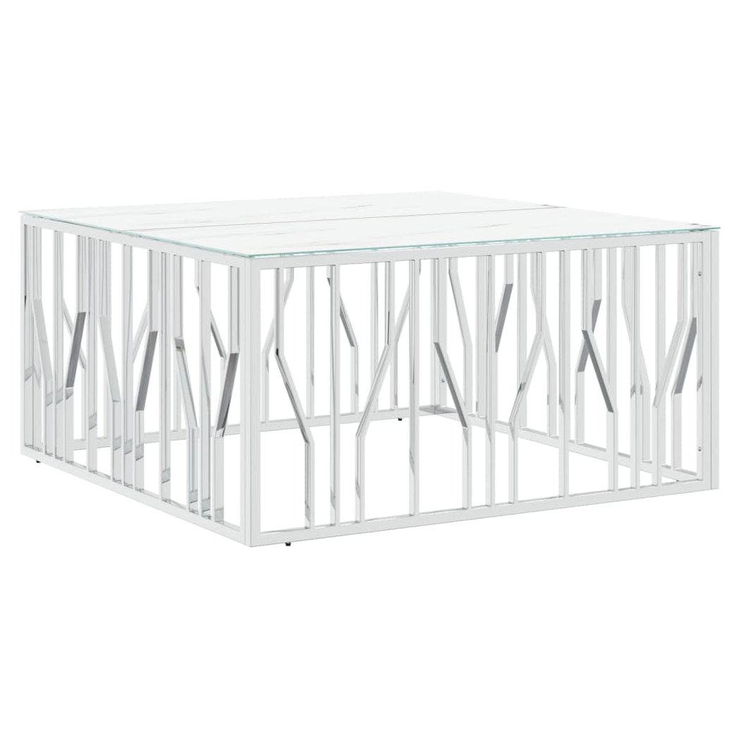 VidaXL Coffee Table 100x100x50 cm Stainless Steel And Glass Tempered Top Modern Centerpiece For Living Rooms by vidaXL