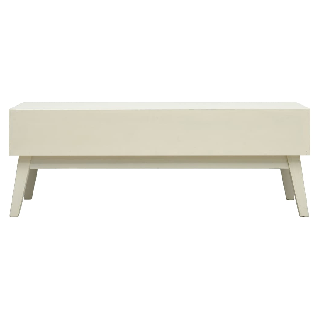 VidaXL Coffee Table 110x50x40 cm Two Drawers With Carved Fronts Grey Vintage Wood Living Room