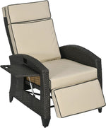 Outsunny Outdoor Recliner Chair with Cushion Rattan Reclining Lounge Chair by Outsunny