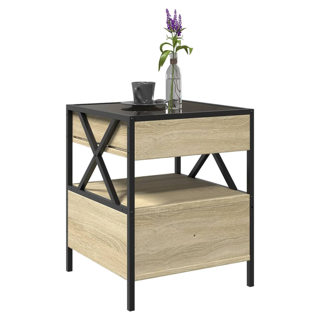 vidaXL Coffee Table 40x40x51 cm Infinity LED RGB Mirror Sonoma Oak For Living Room - vidaXL - Home Symphony