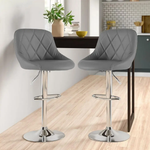 Neo Neo Set of Two Dark Grey Leather Bar Stools - Bar Stool