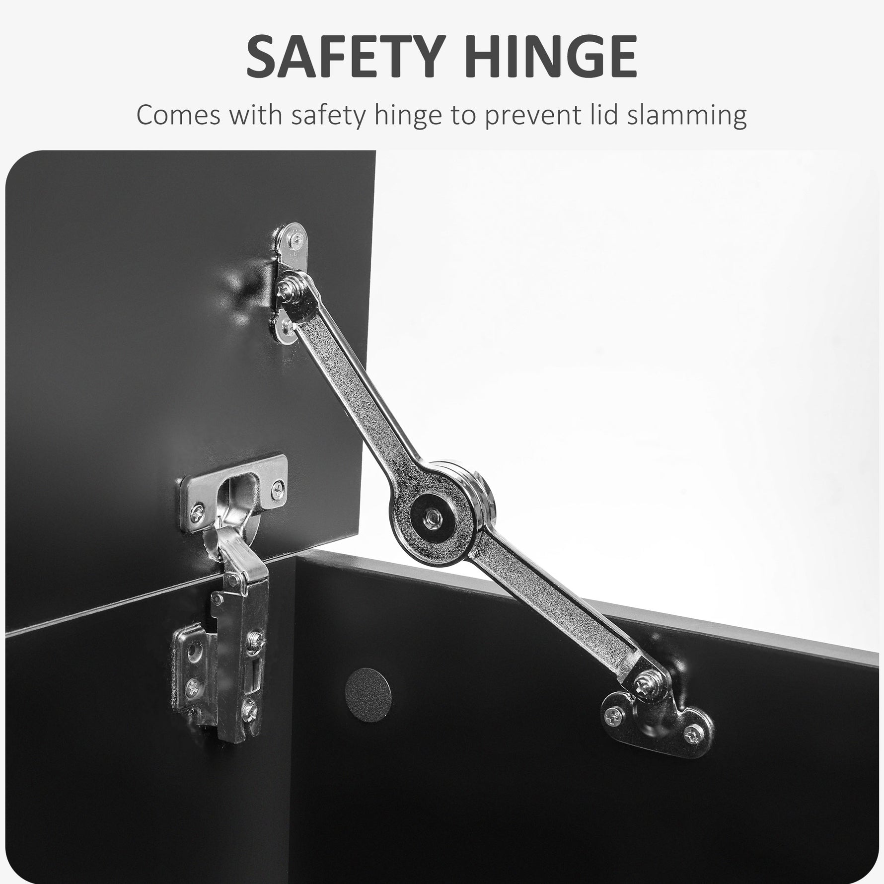 HOMCOM Ottoman Storage Box 100Lx40Wx40H With Lid Sturdy Chipboard Black For Living Room - Homcom - Home Symphony