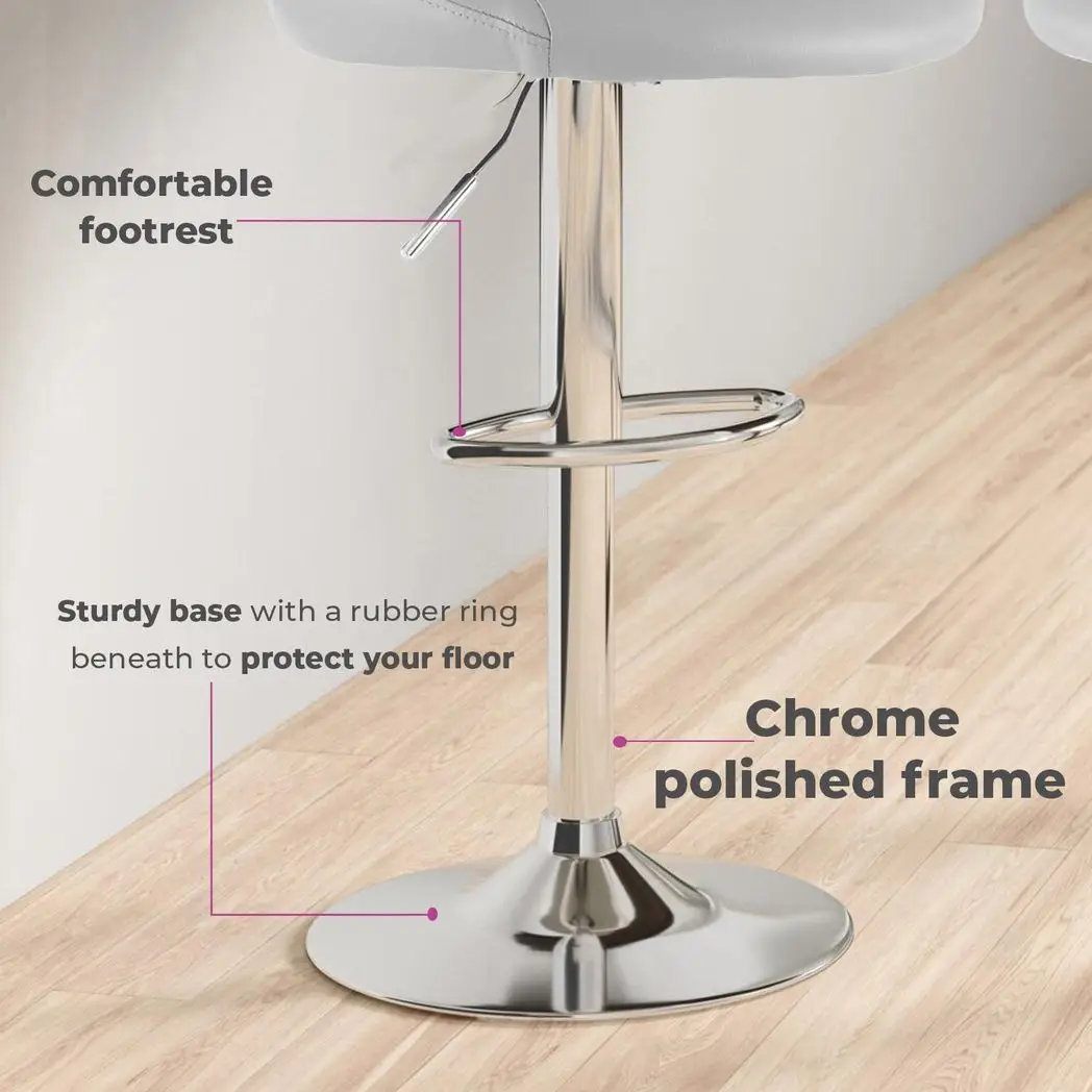 Neo Neo Set of Two Grey Leather Bar Stools - Bar Stool