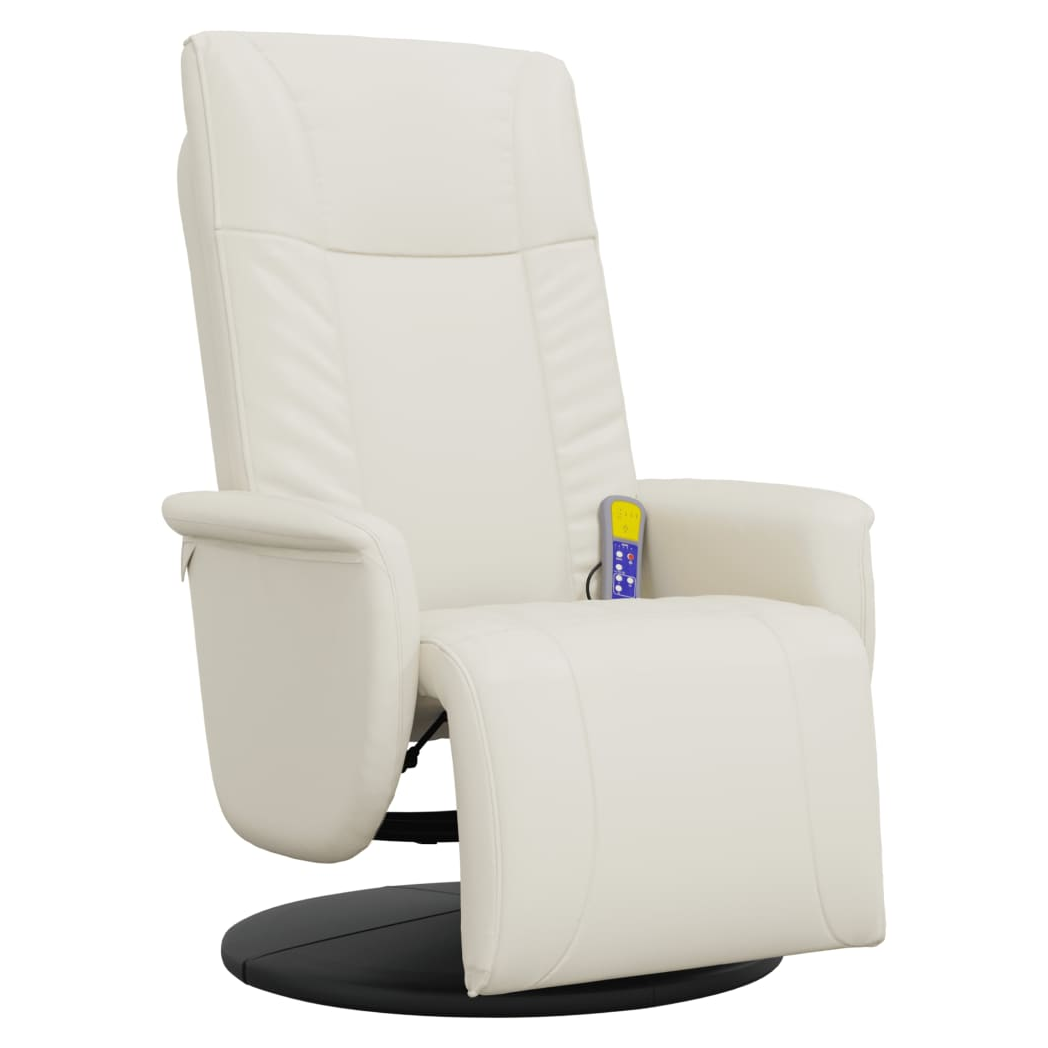 VidaXL Massage Recliner Chair Footrest Cream Leather - vidaXL - Home Symphony