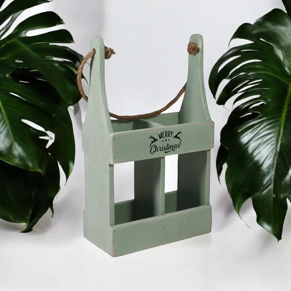 MSL 39CM RUSTIC GREEN 2 BOTTLE WINE HOLDER - Wine Rack