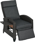 Outsunny Outdoor Recliner Chair with Cushion Rattan Reclining Lounge Chair by Outsunny