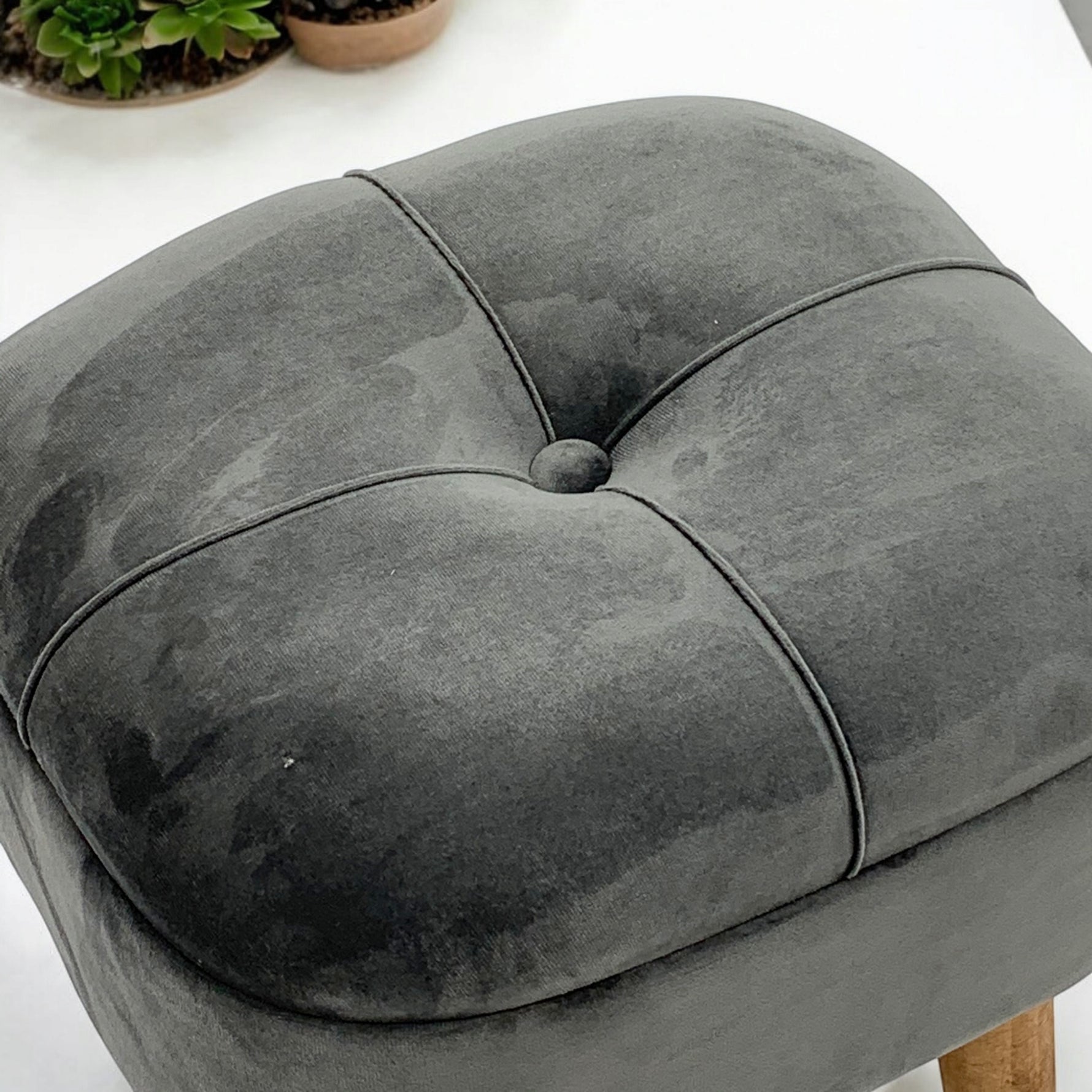 Premium Velvet Ottoman 18in Square Soft Gray Upholstery For Living Room Comfort And Lounge Style - MSL - Home Symphony