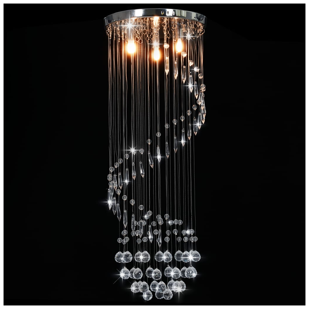 vidaXL Ceiling Lamp Crystal Beads Silver Spiral G9 Elegant Home Decor Statement Lighting - vidaXL - Home Symphony