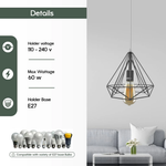 LEDSONE Red Vintage Industrial Pendant Lamp Geometric Cage E27 Loft Lighting For Home Decor - Ceiling Lights