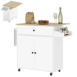 HOMCOM Homcom Compact Kitchen Island Drop Leaf White Oak for Home - Dining Table