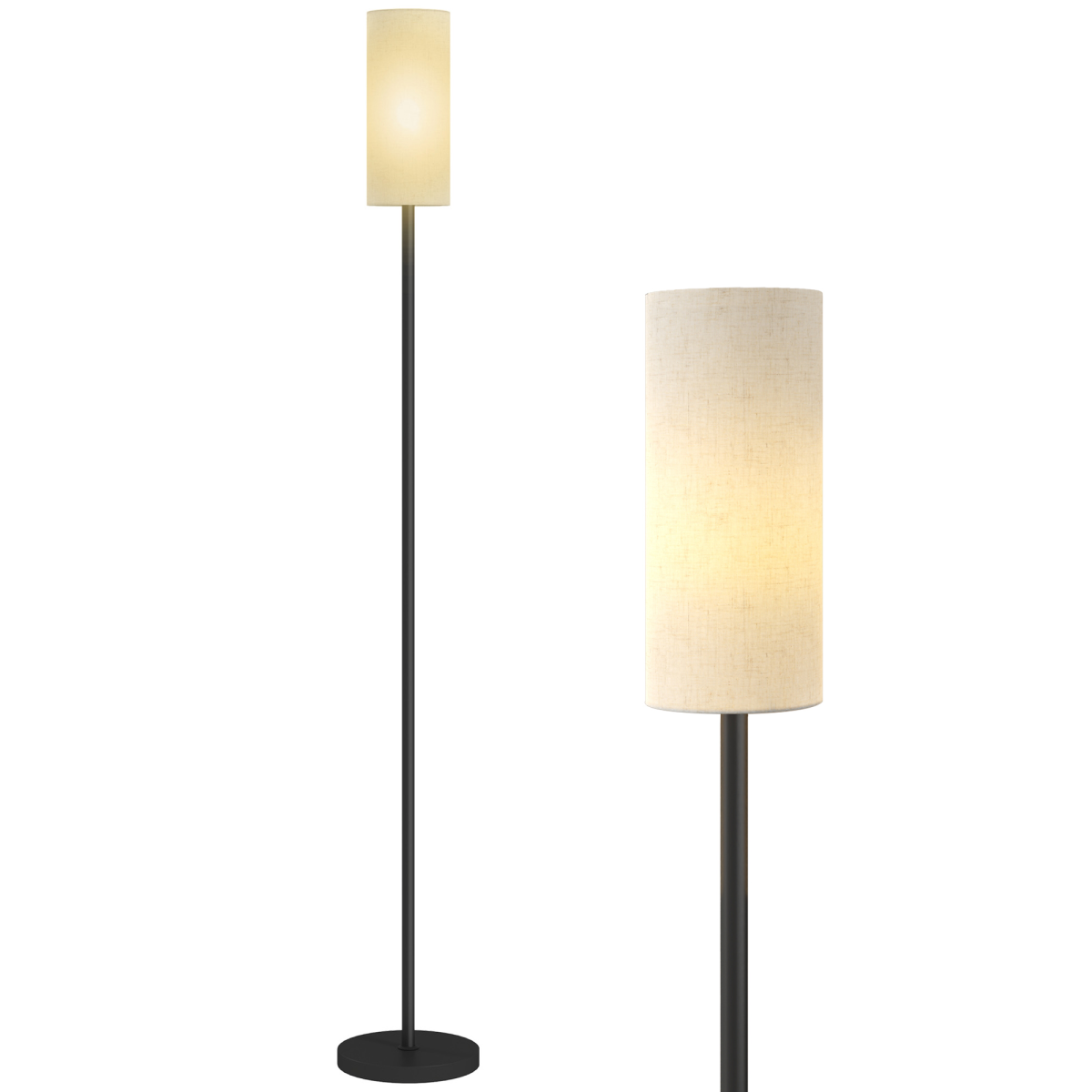 Stylish HOMCOM Floor Lamp with Linen Shade features a metal pole and foot switch, perfect for modern living rooms.