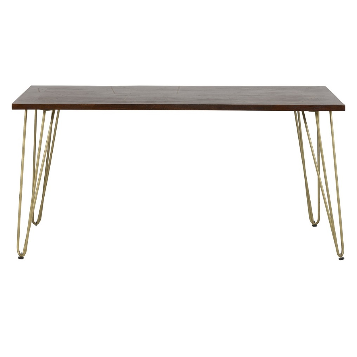 Dark Gold Dining Table Standard with Metal Inlay For Home - Indian Hub - Home Symphony