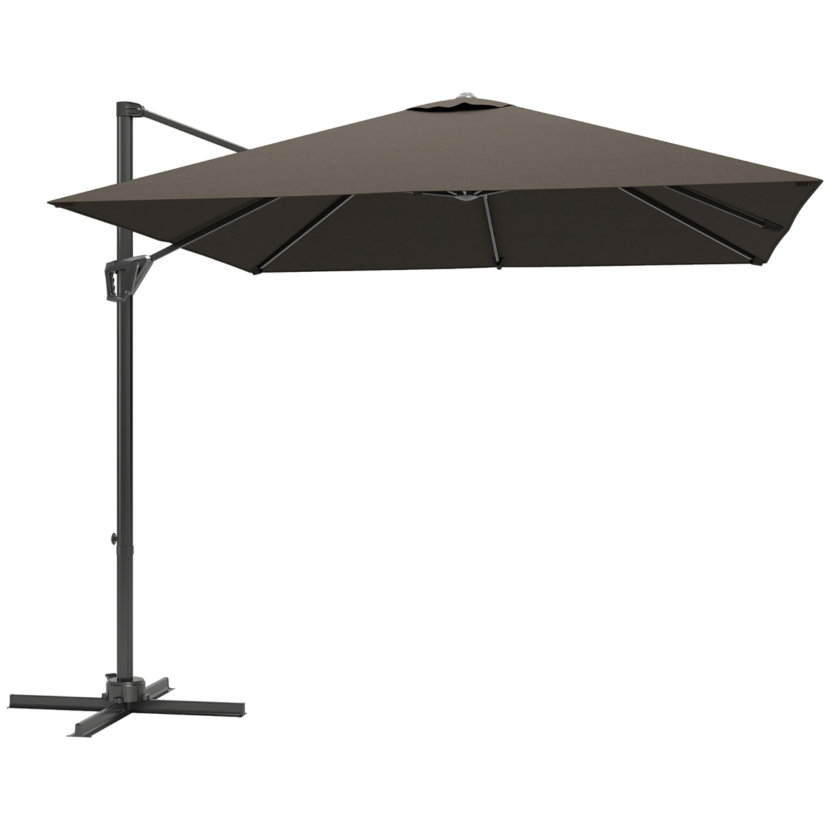 Outsunny Outsunny Square Cantilever Roma Parasol 360° Rotation w/ Hand Crank, Tan - Parasol