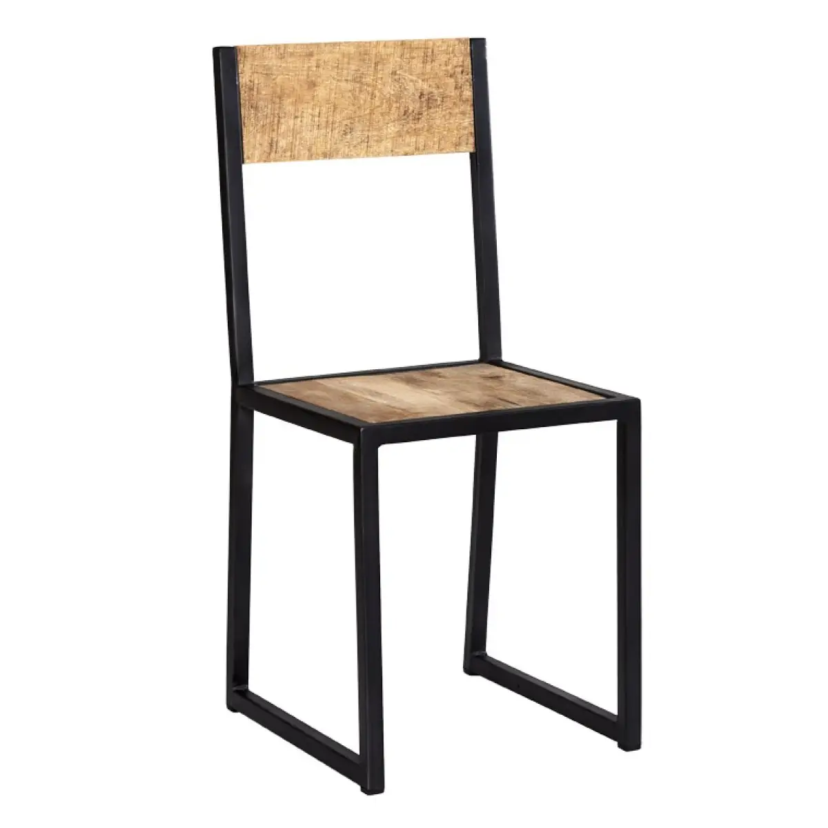 Indian Hub Cosmo Industrial Metal & Wood Dining Chair (Set of 2) - Dining Chairs