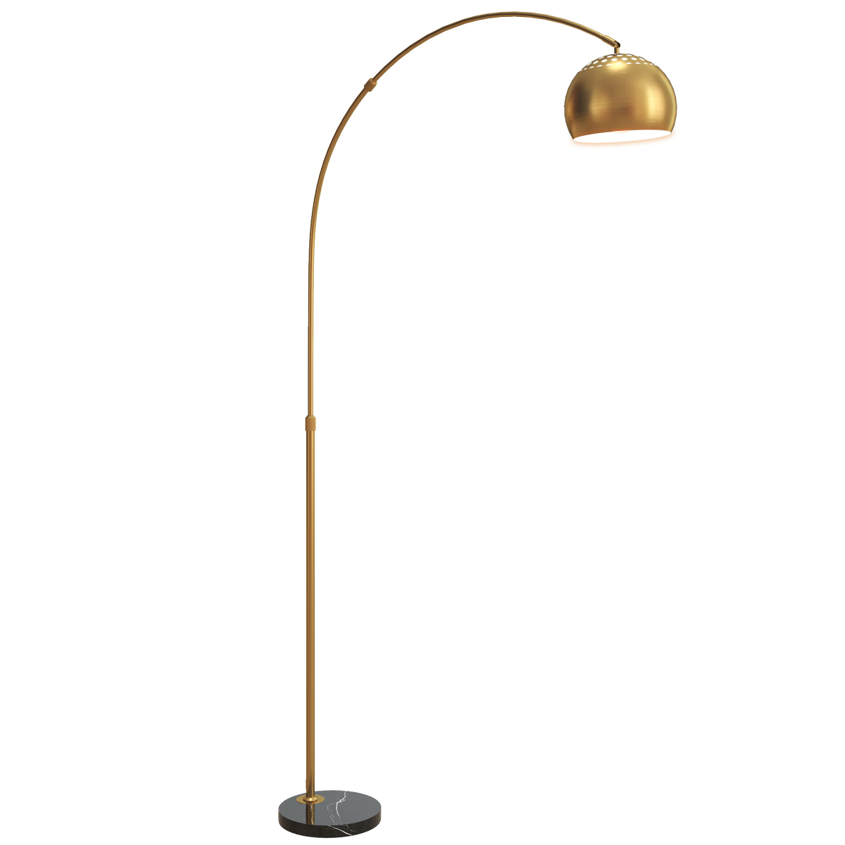 HOMCOM Arc Floor Lamp for Living Room, Free Standing Tall Lamp, Gold Tone, features a modern arched design with stability.