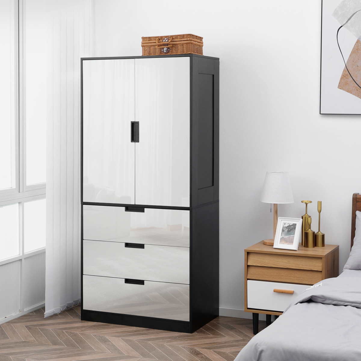 Modern Hall Tree With Dresser And 3 Drawers For Bedroom - N/A - Home Symphony
