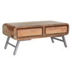 Handcrafted Aspen Coffee Table Two Tone Solid Wood with Two Drawers for Living Room by Indian Hub