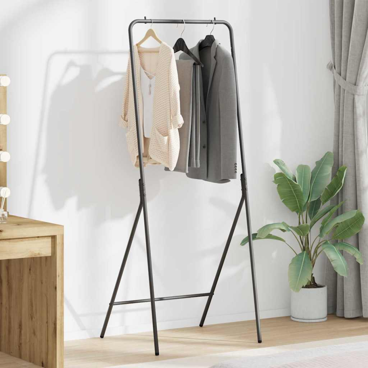 vidaXL Clothes Rack 60 x 53 x 155 cm Steel Modern Minimalist Indoor Stand Space Saving Design For Small Living Spaces - vidaXL - Home Symphony