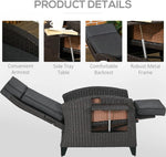 Outsunny Outdoor Recliner Chair with Cushion Rattan Reclining Lounge Chair by Outsunny