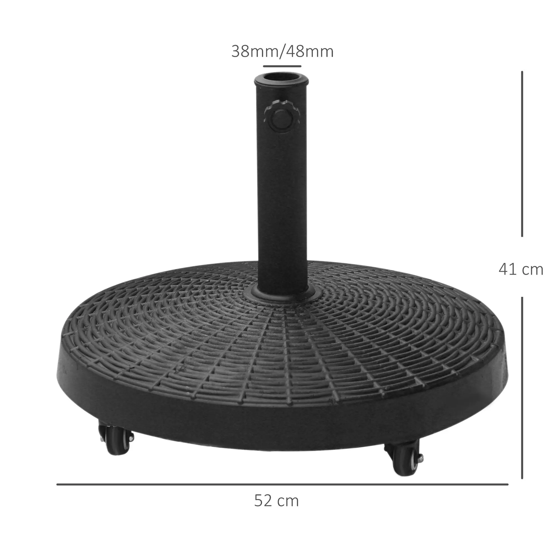 Outsunny Resin Patio Umbrella Base Parasol Stand Weight Deck Holder w/ Wheels Outdoor - Parasol