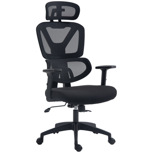 Vinsetto Mesh Office Chair Swivel Desk Chair w/ Adjustable Height Headrest Black offers ergonomic comfort for long hours.