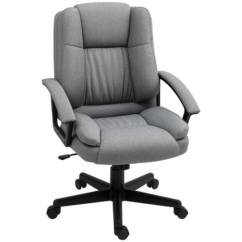 HOMCOM Swivel Executive Office Chair Mid Back Chair w/ Arm, Grey offers comfort and style for your workspace.