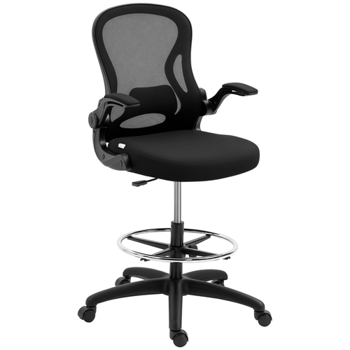 Vinsetto Draughtsman Chair Tall Office Chair w/ Adjustable Footrest Ring Black offers ergonomic support for high surfaces.