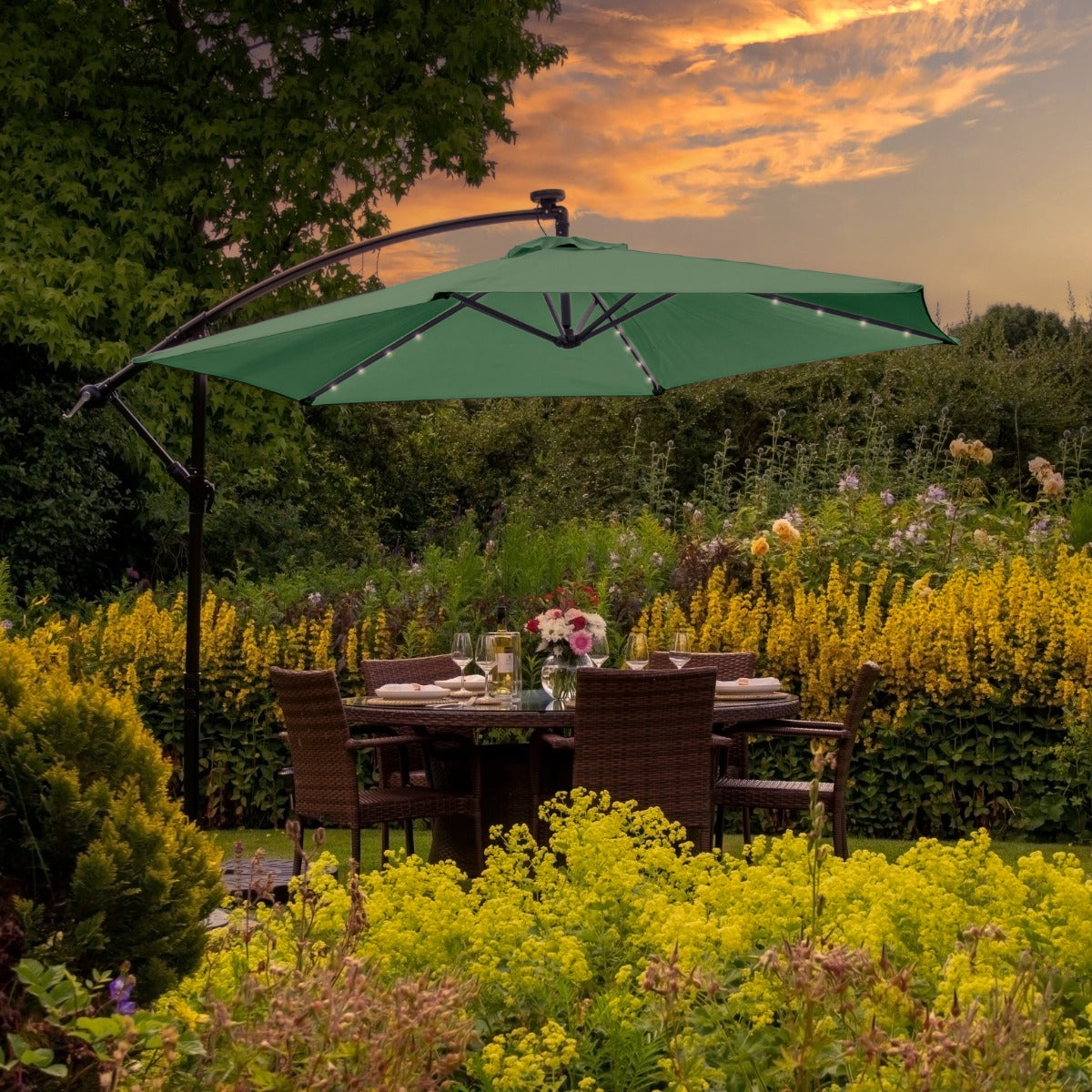 Premium Cantilever Parasol 3m LED Garden