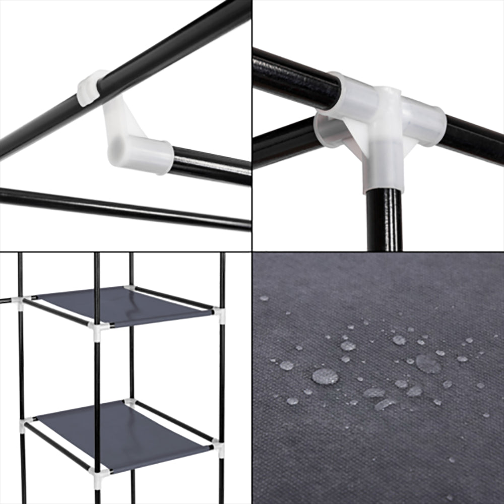 Fabric Canvas Wardrobe Clothes Storage Cupboard Hanging Rail Shelving Practical - N/A - Home Symphony